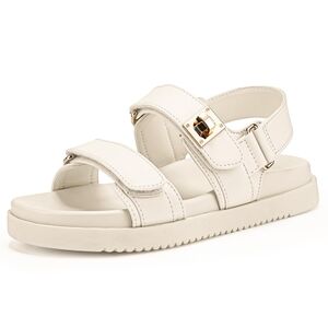 FITORY Women's Flat Sandals, White